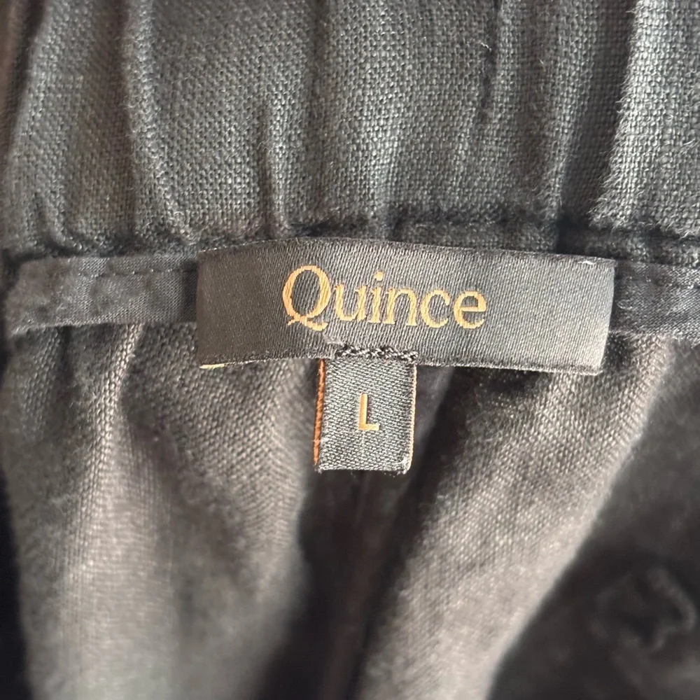 Quince 100% European Linen Pants Women’s Size L Black Relaxed - Picture 9 of 10